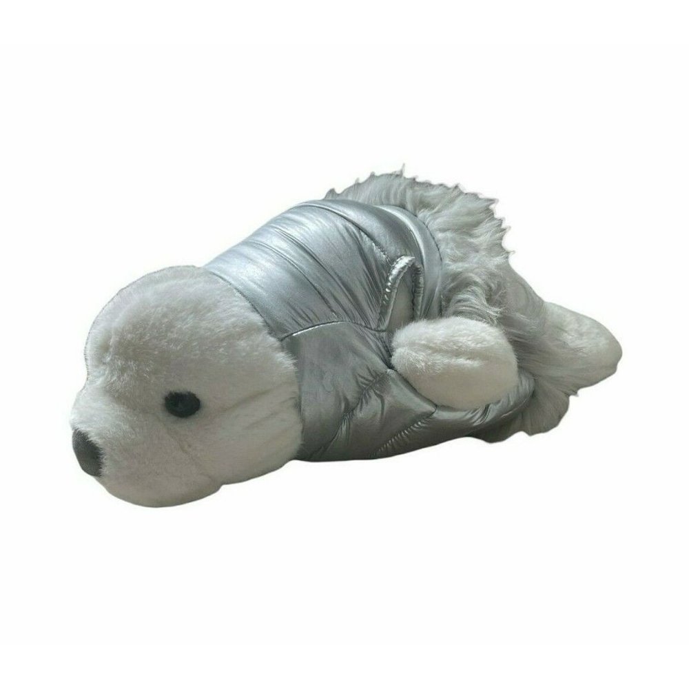 Pottery Barn Teen Arctic Harp Seal Plush Silver Puffer Vest w/ Hidden Po…